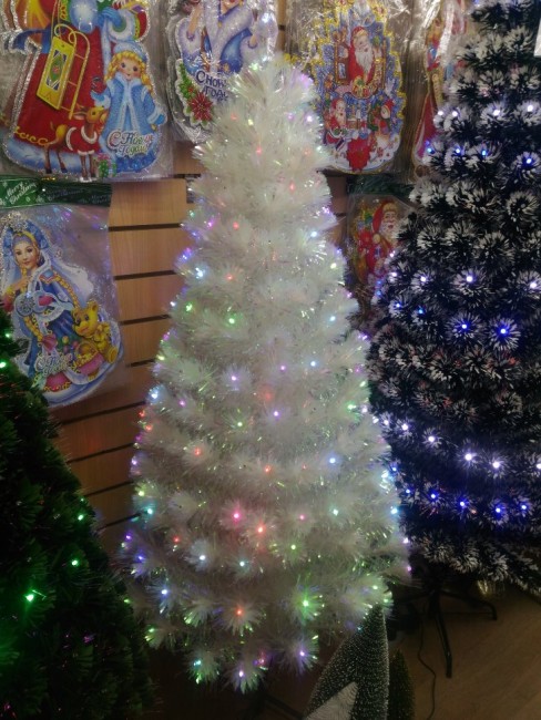 Искусственная елка белая оптоволоконная 150 см со светодиодами
