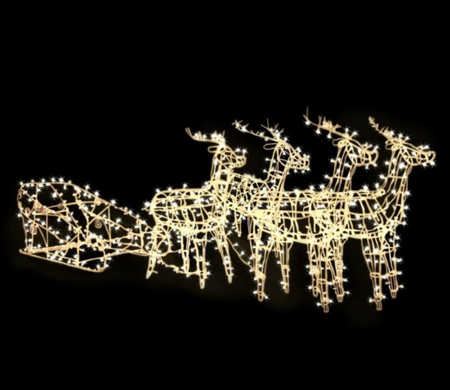 Новогодняя световая композиция "Упряжка Санты" 9 оленей